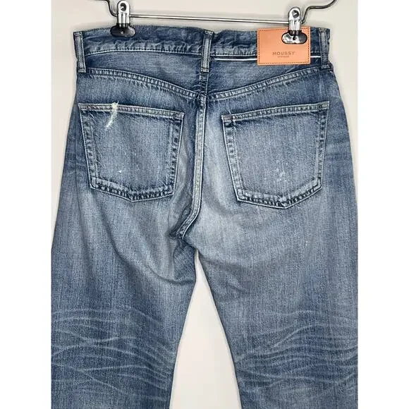 Moussy Vintage Selvedge Paint Splatter High Waisted Button Fly Straight Jeans 28 - Picture 7 of 13